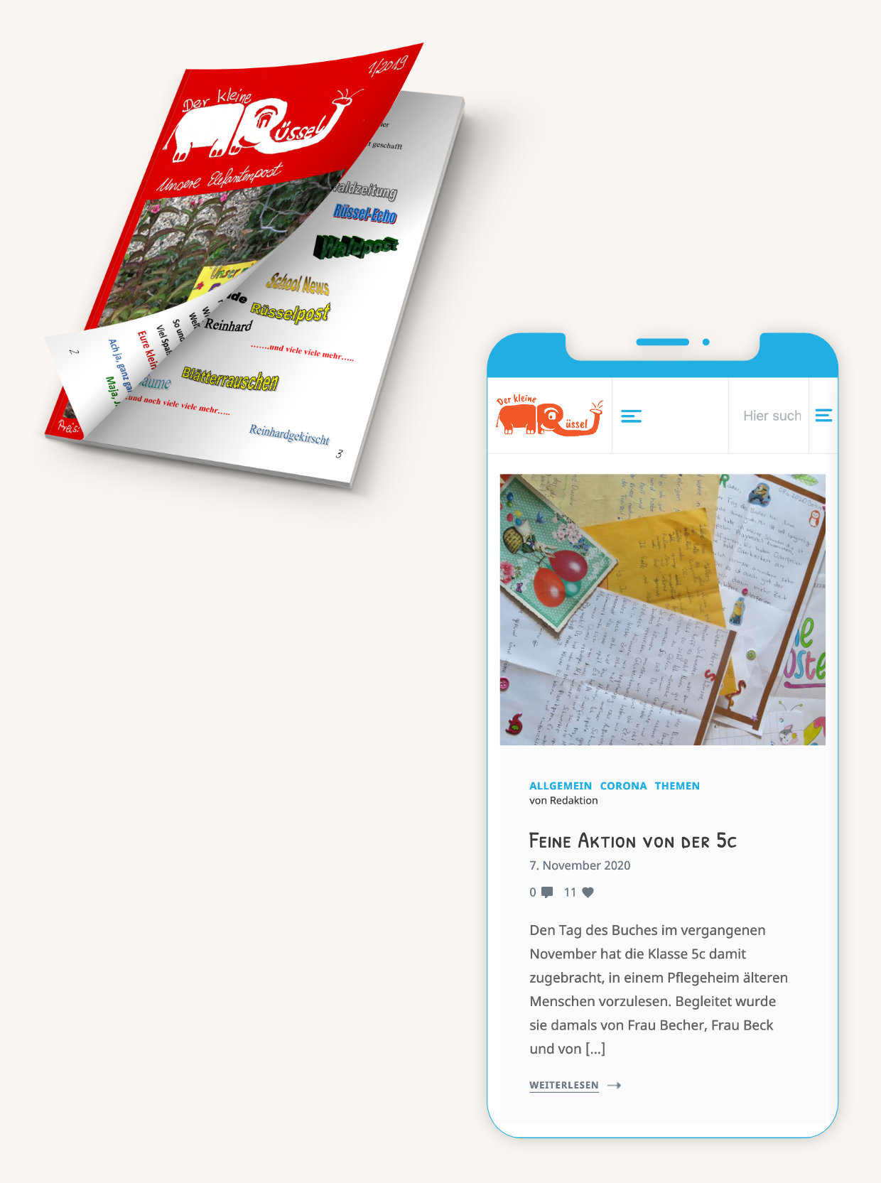 Schülerzeitung Printverion und Mobile – Der kleine Rüssel