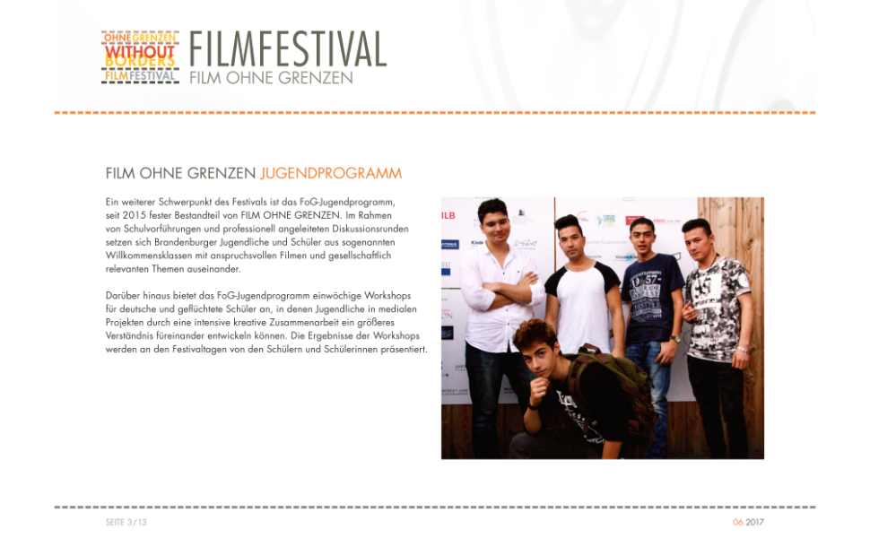 Sponsorenbooklet – Filmfestival Bad Saarow, Film ohne Grenzen