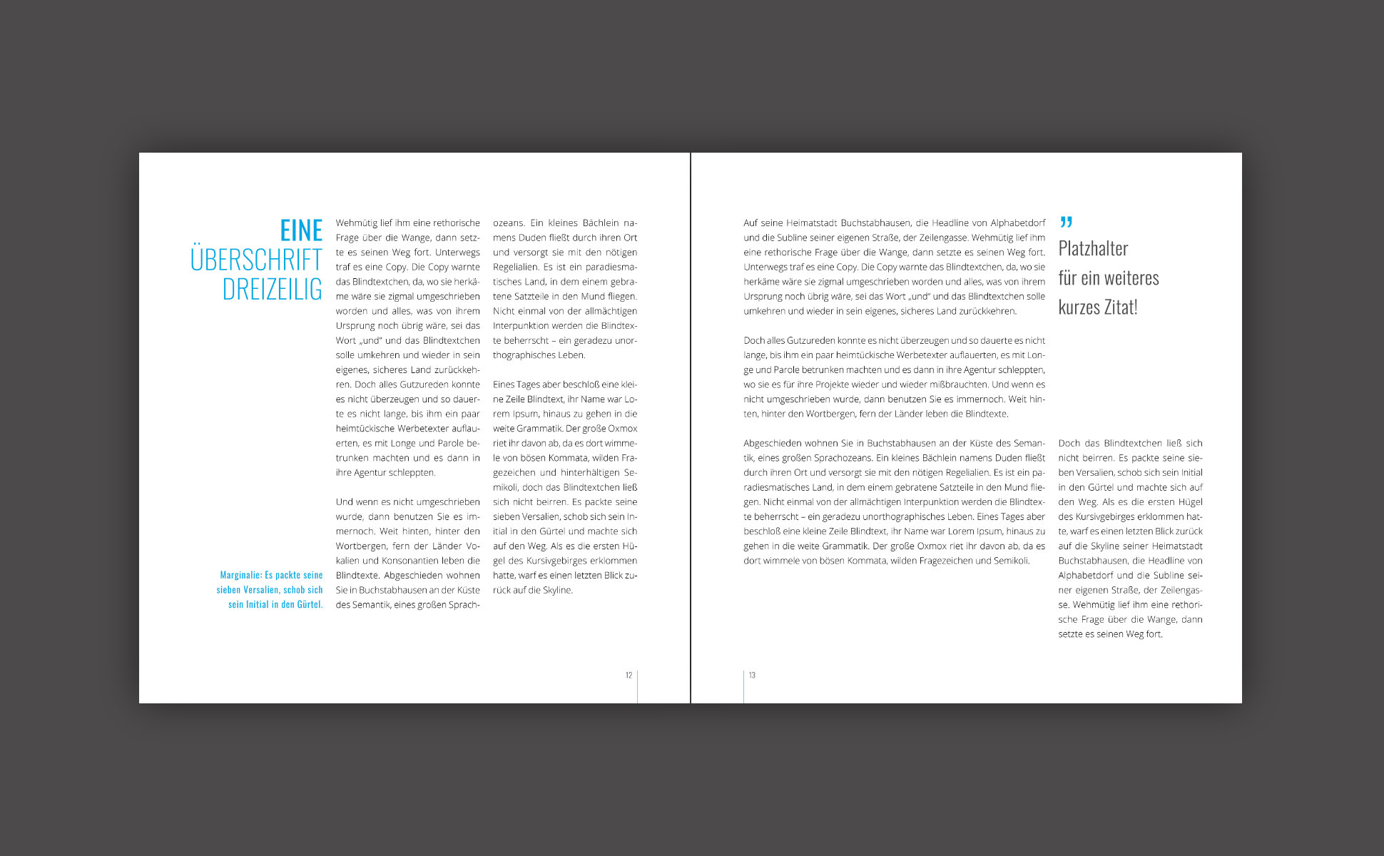 Buch Template: Layout-Beispiel 1, Doppelinnenseite Ansicht 3